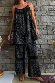 Ole Bubble Cotton Bandana Wide Leg Pant Black